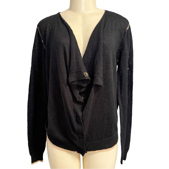Michael Stars Anthropologie Black Snap Front‎ Oversized Boho Cardigan - Picture 1 of 12